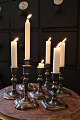 Old tin candlesticks with slightly different height and design. 1 in height: 14.5cm. - 3 ...