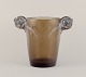 Early René 
Lalique art 
glass vase 
"Chamarande". 
Dark topaz 
glass with two 
thorn type 
"ears" ...