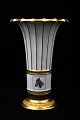 Royal Copenhagen white Hetsch vase with gold decoration "Derby vase 1973" with horse motif on ...