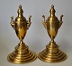 A pair of rare Swedish vase-shaped cassolettes bronze candle holders, 20th century, Skultuna. ...