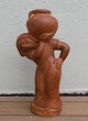 Huge Terracotta stoneware figurine L. Hjorth 393 Standing woman with jar 73 cm