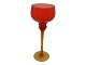 Swedish glass.Tall orange/red candle light holder on yellow stand.From around 1970 to ...