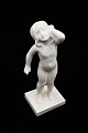 Rare Arne Bang figurine of a girl with cream-colored glaze made for Ipsen's Widow, stamped AB - ...