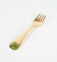Georg Jensen Year fork in vintage 1989 of gold-plated sterling silver with green floral motif ...