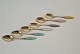 Set of 6 Frigast mocha spoons in gold-plated sterling silver with enamel Stamp: Frigast - ...