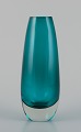 Tamara Aladin (1932-2019) for Riihimäen Lasi, Finland. Art glass vase in turquoise.Model ...