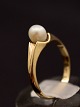 14 carat gold ring size 54 with genuine pearl from goldsmith Jørgen Larsen Copenhagen item no. ...