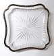 Boin taburet a paris. Square crystal bowl with silver edge. Measures 19*19 cm.