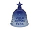 Bing & Grondahl, small Christmas Bell with 1905 Christmas plate decoration.Decoration number ...
