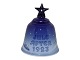 Bing & Grondahl, small Christmas Bell with 1923 Christmas plate decoration.Decoration number ...