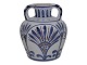 Hjorth art pottery from the island Bornholm, vase with blue decoration.Decoration number ...