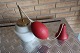 Vintage lamp for the ceiling, red brass and a white shade made of glasL: about 28cmIn a good ...