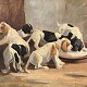 Oil painting on 
canvas, 6 
puppies, 
Dimensions: 
67x57 cm.