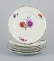 Meissen, 
Germany. A set 
of six antique 
porcelain 
dinner plates. 
Hand-painted 
with polychrome 
...