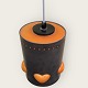Retro Lamp with hearts.Orange glass and metal.DKK 650