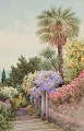 B. Righetti, 
Italian artist. 
Watercolor on 
paper. Southern 
park scene with 
a view of the 
...