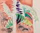 Sverre Erxson 
(born 1932), 
Swedish artist, 
watercolor on 
paper.
Decorative 
palm tree. 
Abstract ...