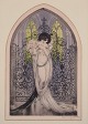 Louis Icart 
(1888-1950). 
Color 
lithograph on 
Japanese paper. 

Elegant woman 
with a bouquet 
of ...