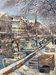 Lis Bjergsted 
(1922-1971), 
Oil painting on 
canvas, 
Christianshavns 
canal, 
Dimensions with 
frame: ...