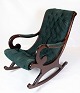 Rocking chair with green wool tuft made in mahogany from around the 1930s.Measurements in cm: ...