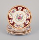 Royal Albert, 
England. A set 
of six "Lady 
Hamilton" 
plates with 
polychrome 
floral motifs 
and ...