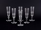 A set of six 
mouth-blown 
French 
champagne 
flutes in 
crystal glass. 
Faceted cut. 
Handmade. ...
