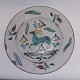 Stettinware: Stettin tray In ceramics decorated with stag. Made around 1840. Beautifully ...
