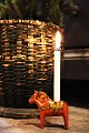 Decorative, old Swedish Dalar christmas horse with room for a small Christmas 
candle on its back. H: 7cm...