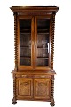 Display cabinet made of walnut wood by a Danish master carpenter decorated with wood carvings ...