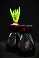 Fine, old 
hyacinth glass 
in dark red 
colour. H: 
14cm. 
(2 pieces 
available)
