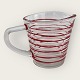 Holmegaard, 
Broksö, Pressed 
glass, Cream 
jug, Red 
stripes, 8cm 
high, 8cm in 
diameter, 
Design ...