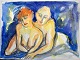 Degett, Karen 
(1954 - 2011) 
Denmark: A 
naked woman and 
man. Lead / 
watercolor on 
paper. Signed. 
...