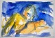 Degett, Karen 
(1954 - 2011) 
Denmark: Erotic 
scene. Lead / 
watercolor on 
paper. 
Unsigned. 17 x 
...