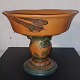 P. Ipsen: Large center pjece in ceramics (bowl on foot)  with decoration with birds, acorns and ...