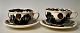 Herman A. Kähler, two teacups, 1930s, Næstved, Denmark. With blue, black and red glazes on a ...