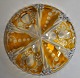 Set of 8 
Bohemian 
crystal dessert 
bowls, 20 
thC. Clear 
crystal with 
yellow überfang 
with cuts. ...