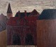 Peder Brøndum Sørensen (1931-2003), Danish painter, oil on board."Dark ...