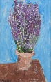 Göta Fogler (1919-1992), Sweden. Oil on canvas. Modernist still life with flowers in a ...