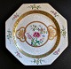 Chinese 6-sided 
plate, 20th 
century. 
Hand-painted 
decorations of 
flowers and 
patterns. With 
...