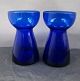 Paar Hyazinthengläser,  Zwiebelgläser aus 
dunkelblauem Glas 13cm