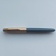 Gray Parker 51 
fountain pen 
with gold 
double cap with 
mother-of-pearl 
button on the 
top of the ...