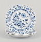 Meissen, 
Germany. Blue 
Onion pattern. 
Three deep 
dinner plates.
Hand-painted 
in ...