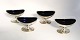 England. 4 sterling salt cellar with blue glass inserts (925). Height 6 cm. 
Width 9.3 cm. Produced London 1803. Sold as a set only.