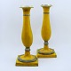 Pair of Augustenborg yellow-painted tin candlesticks