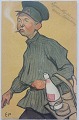 Postkort: Motiv med cigaret-rygende bud 1909