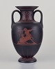 E. F. Sonne, 
large 
terracotta 
vase, classic 
ancient Greek 
amphora shape. 
Hand-painted 
...