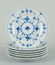 Royal 
Copenhagen Blue 
Fluted Plain, 
six dessert 
plates in 
hand-painted 
porcelain.
Model number 
...