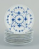 Royal 
Copenhagen Blue 
Fluted Plain, 
nine dessert 
plates in 
hand-painted 
porcelain.
Model number 
...