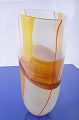 Large glass 
vase, height 33 
cm. Width 24 X 
14 cm. Fine 
condition. The 
vase is not 
signed.
