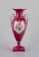 Meissen, 
porcelain vase 
with two 
handles.
Burgundy 
decoration. 
Polychrome 
flower ...